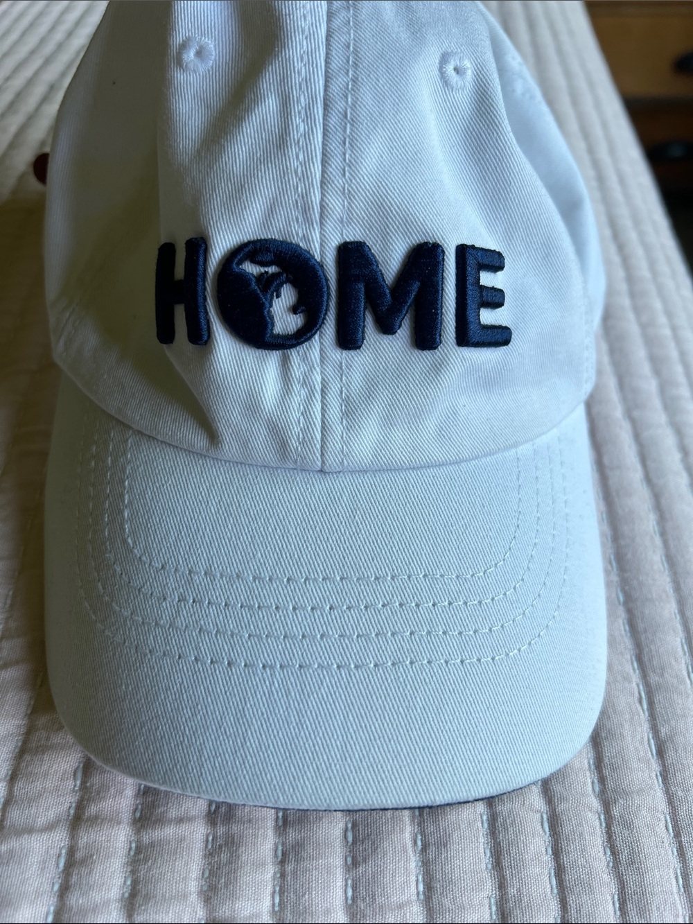 HOME Michigan Embroidered Cotton Baseball Cap - White and Navy